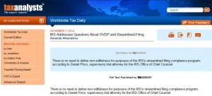 Tax Analysts - OVDI No need to Define Non-Willfulness - USD-PITI - Nov 3 - 2014